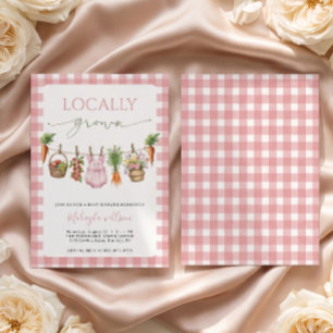 Lokal angebaute rosa Farmers Baby Girl Shower Einladung