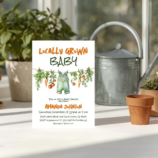 Lokal angebaute rustikale Party-Wäscheleine Baby S Einladung