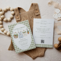 Lokal angebaute Salbei-Gingham-Baby-Shower-Einladu