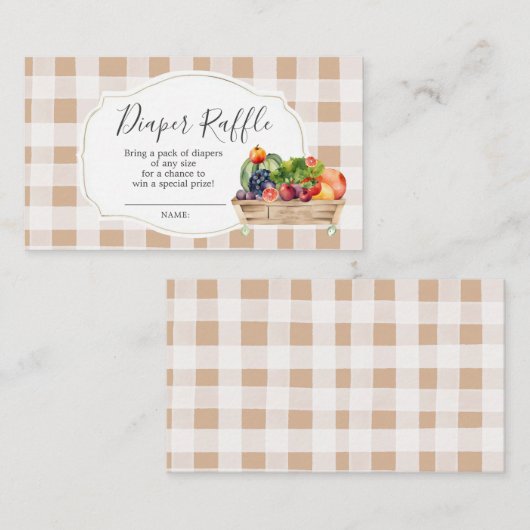 Lokal angebaute Veggies Bauer Market Diaper Raffle Begleitkarte (Vorne/Hinten)