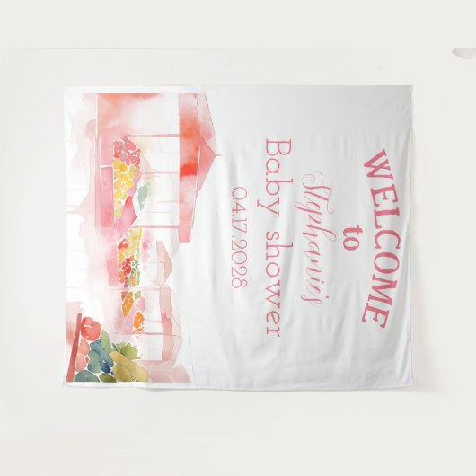 Lokal angelegter Baby-Girl-Duschmarkt Bauern Wandteppich (Vorderseite (Horizontal))