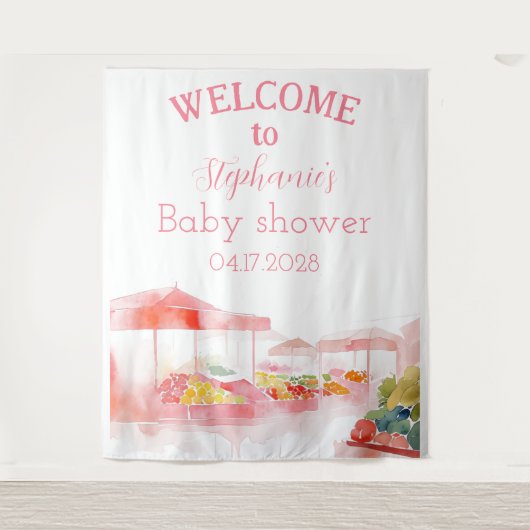 Lokal angelegter Baby-Girl-Duschmarkt Bauern Wandteppich (Vorderseite)