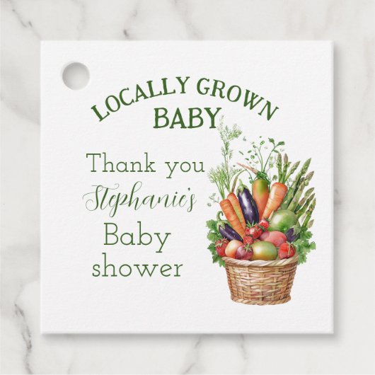 Lokal angelegter Bauer für Babyduschen Geschenkanhänger (Vorderseite)