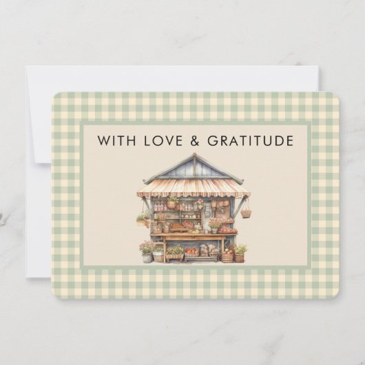 Lokal angelegter Markt für Baby-Bauern Dankeskarte (Vorderseite)