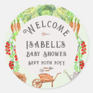 Lokal angelegtes Baby, Bauernmarkt-Baby Shower Runder Aufkleber