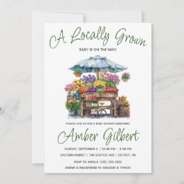 Lokal erbaut, Bauern Blume Market Babydusche Einladung