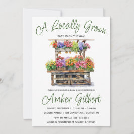 Lokal erbaut, Bauern Blume Market Babydusche Einladung