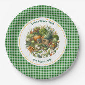 Lokal gezüchtet - Gingham Market Harvest Geburtsta Pappteller (Vorderseite)