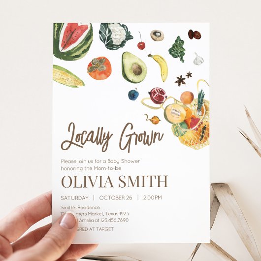 Lokal gezüchtete Baby Bauern Market Baby Shower Einladung