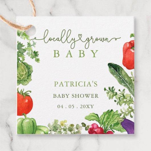 Lokal gezüchtete Baby Bauern Market Baby Shower Geschenkanhänger (Vorderseite)