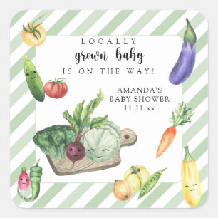 Lokal gezüchtete Baby Bauern Market Baby Shower Quadratischer Aufkleber