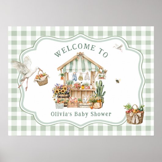 Lokal gezüchtete Bauern Market Baby Dusche Willkom Poster (Vorne)