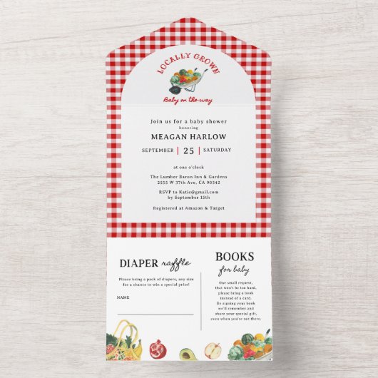 Lokal gezüchtete Bauern Market Baby Shower All In One Einladung (Innen Boden)