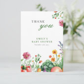 Lokal gezüchtete Bauern Market Baby Shower Dankeskarte (Stehend Vorderseite)