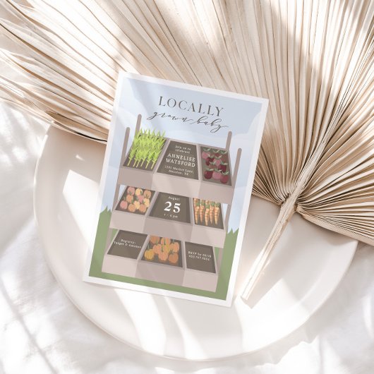 Lokal gezüchtete Bauern Market Baby Shower Einladung