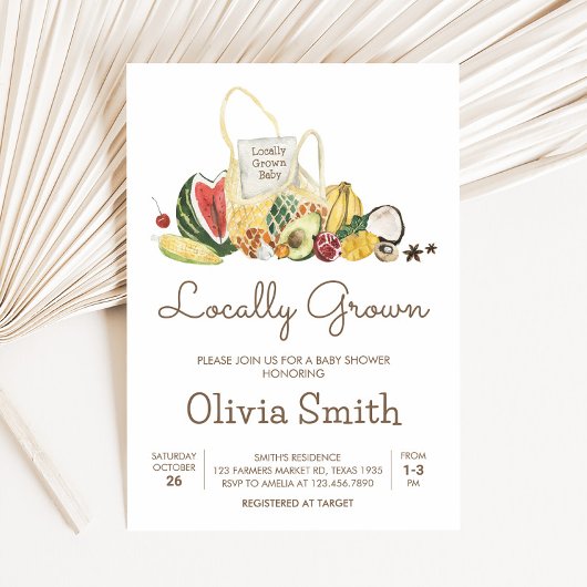 Lokal gezüchtete Bauern Market Baby Shower Einladung