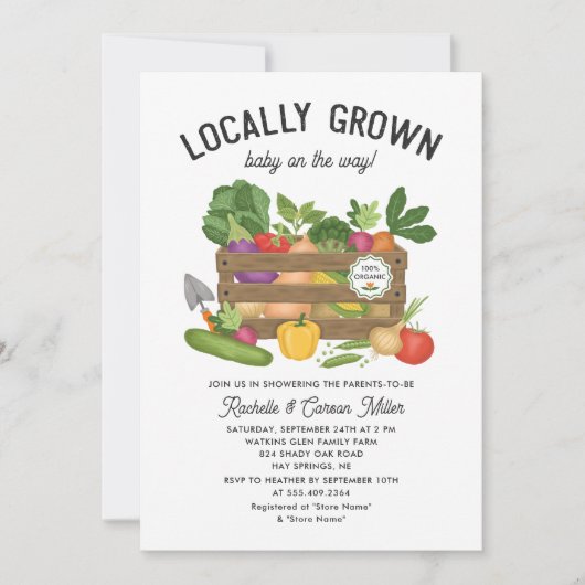Lokal gezüchtete Bauern Market Baby Shower Einladung (Vorderseite)