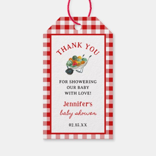 Lokal gezüchtete Bauern Market Baby Shower Geschenkanhänger (Rückseite)