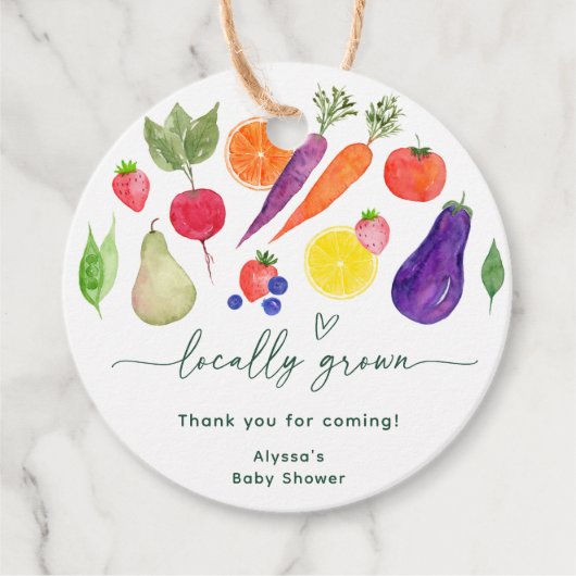 Lokal gezüchtete Bauern Market Baby Shower Geschenkanhänger (Vorderseite)