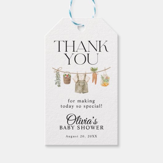 Lokal gezüchtete Bauern Market Baby Shower Geschenkanhänger (Vorderseite)