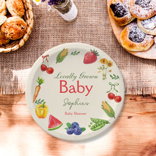 Lokal gezüchtete Bauern Market Baby Shower Pappteller