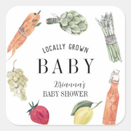 Lokal gezüchtete Bauern Market Baby Shower Quadratischer Aufkleber