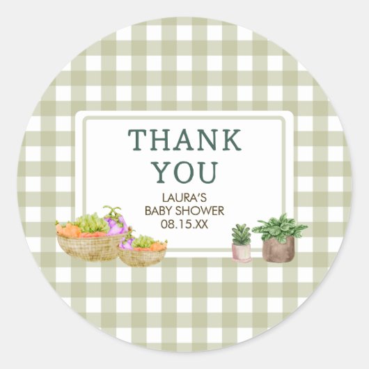 Lokal gezüchtete Bauern Market Baby Shower Runder Aufkleber (Vorderseite)