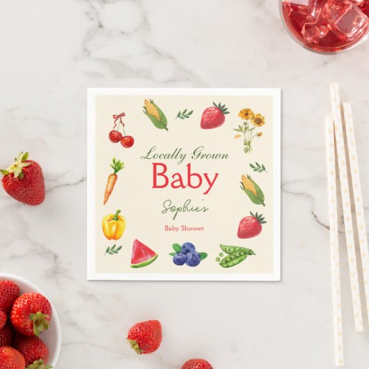 Lokal gezüchtete Bauern Market Baby Shower Serviette (Beispiel)