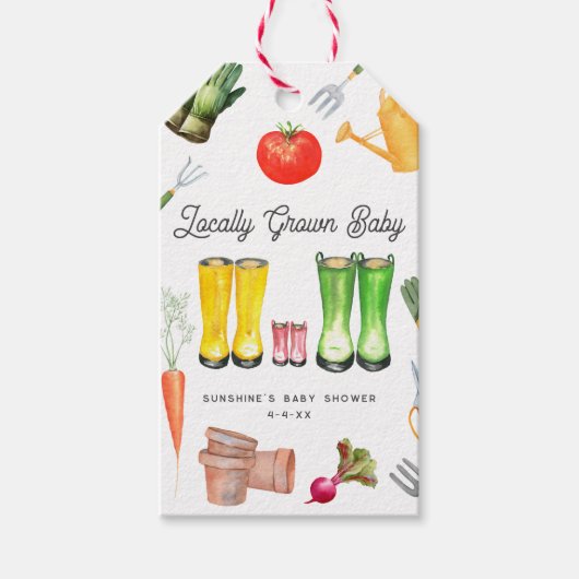 Lokal gezüchtete Pink Boots Garden Baby Dusche Geschenkanhänger (Vorderseite)