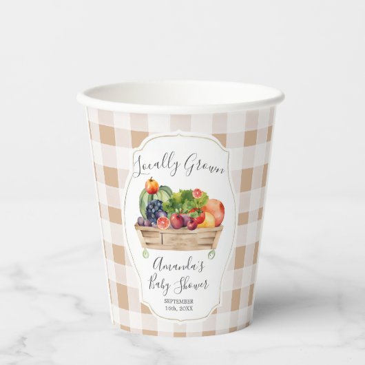 Lokal gezüchtete Veggies Bauer Market Babydusche Pappbecher (Vorderseite)