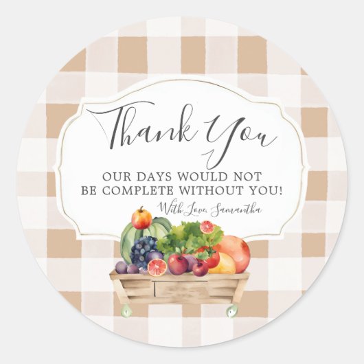 Lokal gezüchteter Veggies Bauer Markt Vielen Dank Runder Aufkleber (Vorderseite)