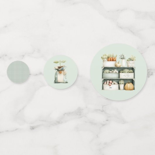 Lokal gezüchtetes Baby-Duschtisch Confetti Gemüse Konfetti (Rückseiten)