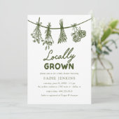 Lokale Bauer auf dem Markt Green Baby Shower Einladung (Stehend Vorderseite)