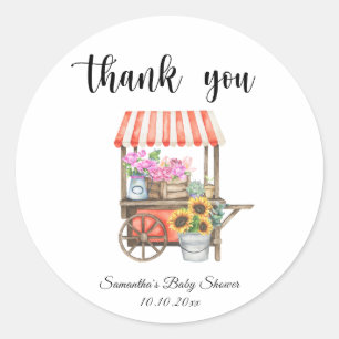 Lokale Blumen Bauernmarkt Baby Shower Runder Aufkleber
