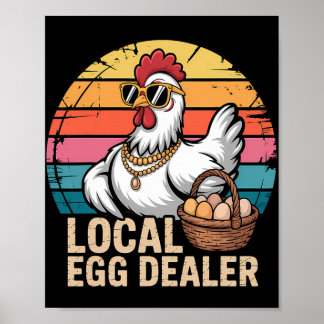 Lokale Eierhändler-Liste Farmer Lustiges Huhn Oste Poster