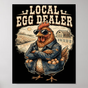 Lokale Eierhändler-Liste Ostern Lustiger Hühnerhof Poster