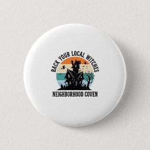 Lokale Hexe Halloween Spukhaus Retro Art Button