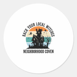 Lokale Hexe Halloween Spukhaus Retro Art Runder Aufkleber