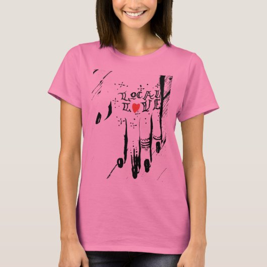 Lokale Liebe Ladys Night Pink Woman's T-Shirt (Vorderseite)
