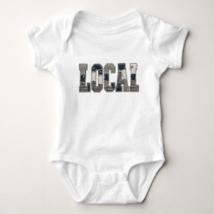 Lokale Patchwork PNG Vintage-Typografie-Design Baby Strampler