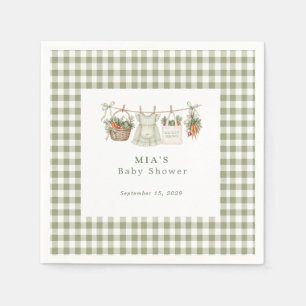 Lokale Salbei-Gingham-Baby-Party  Serviette