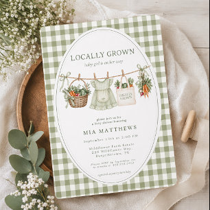 Lokale Salbei-Gingham-Baby-Shower-Einladung Einladung