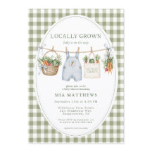 Lokale Salbei-Gingham-Baby-Shower-Einladung