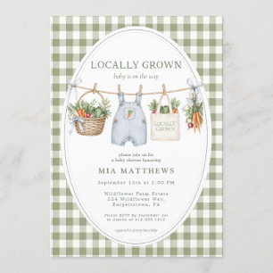 Lokale Salbei-Gingham-Baby-Shower-Einladung Einladung