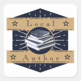 Lokaler Autor, Buchstapel Quadratischer Aufkleber
