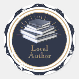 Lokaler Autor, Buchstapel, Runder Aufkleber