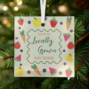 Lokaler Bauernmarkt-Baby-Party Ornament Aus Glas