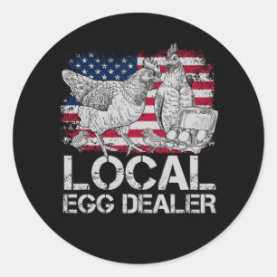 Lokaler Eierhändler Funny American Flag Hühnchen L Runder Aufkleber