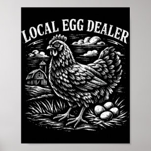 Lokaler Eierhändler Lustige Hühnerfarm Vintage Ost Poster