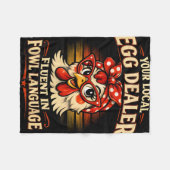 Lokaler Eierhändler Lustiger Hühnerhof Vintage Ost Fleecedecke (Vorderseite (Horizontal))